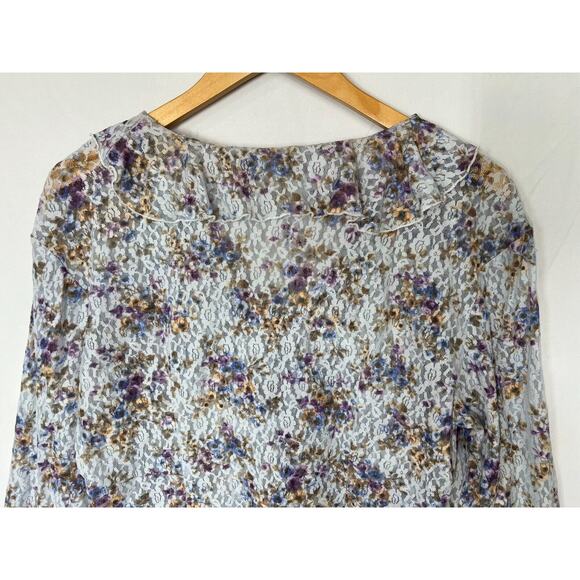 Vintage Y2K French Atmosphere Lace Top Womens Size XL Ruffle Button Up USA Made - Picture 6 of 11